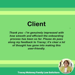 Testimonial reads - Thank you - I’m genuinely impressed with how smooth and efficient the onboarding process has been so far. Please do pass along my feedback to Tracey; it’s clear a lot of thought has gone into making this user-friendly.